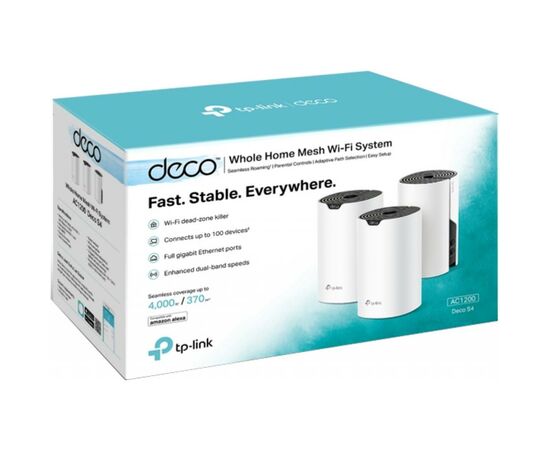 Точка доступу Wi-Fi TP-Link DECO S4 3 pcs AC1200, 2xGE LAN/WAN, MESH (DECO-S4-3-PACK), зображення 3 Точка доступу Wi-Fi TP-Link DECO S4 3 pcs AC1200, 2xGE LAN/WAN, MESH (DECO-S4-3-PACK), зображення 3