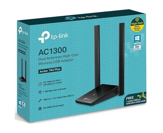 Сетевая карта Wi-Fi TP-Link Archer T4U plus (ARCHER-T4U-PLUS), изображение 4 Сетевая карта Wi-Fi TP-Link Archer T4U plus (ARCHER-T4U-PLUS), изображение 4
