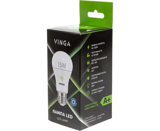 Лампочка Vinga VL-A60E27-154L, изображение 4 Лампочка Vinga VL-A60E27-154L, изображение 4