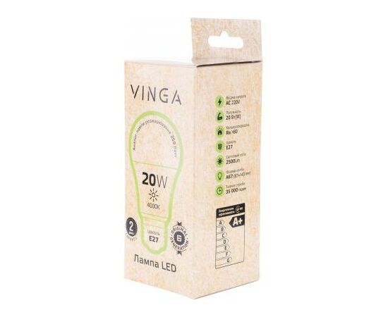 Лампочка Vinga VL-A67E27-204L-HLE, изображение 4 Лампочка Vinga VL-A67E27-204L-HLE, изображение 4