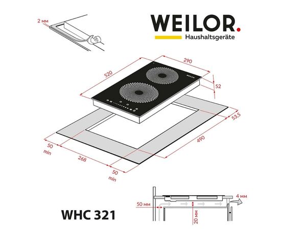 Варочная поверхность Weilor WHC 321 BLACK, изображение 8 Варочная поверхность Weilor WHC 321 BLACK, изображение 8