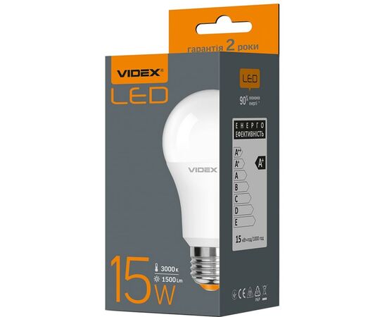 Лампочка Videx A65e 15W E27 3000K 220V, изображение 2 Лампочка Videx A65e 15W E27 3000K 220V, изображение 2