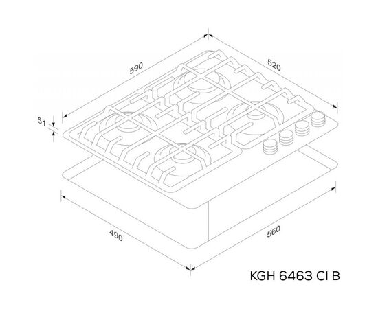 Варочная поверхность Kernau KGH 6463 CI B, изображение 2 Варочная поверхность Kernau KGH 6463 CI B, изображение 2