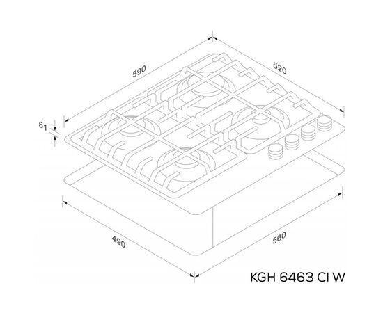 Варочная поверхность Kernau KGH 6463 CI W, изображение 2 Варочная поверхность Kernau KGH 6463 CI W, изображение 2