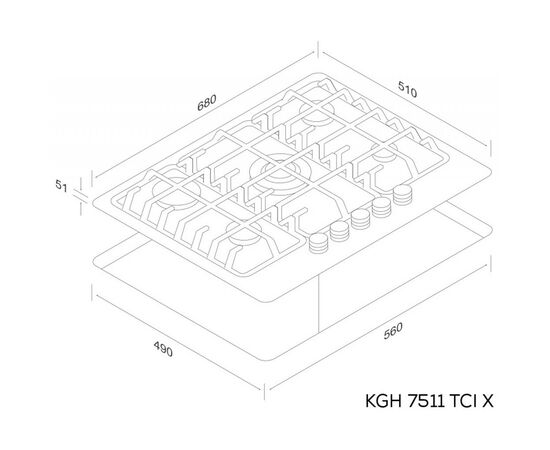 Варочная поверхность Kernau KGH 7511 TCI X, изображение 2 Варочная поверхность Kernau KGH 7511 TCI X, изображение 2