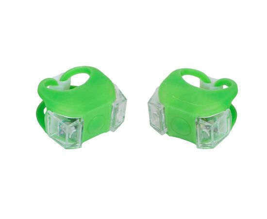 Комплект велофар Velotrade мигалка 2шт BC-RL8002 белый+красный свет LED, зеленый корпус (L-018)