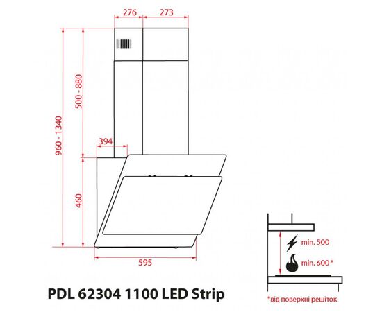 Вытяжка кухонная Weilor PDL 62304 BL 1100 LED Strip, изображение 12 Вытяжка кухонная Weilor PDL 62304 BL 1100 LED Strip, изображение 12