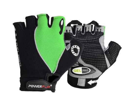 Велорукавиці PowerPlay 5019 Black/Green M (5019A_M_Green)