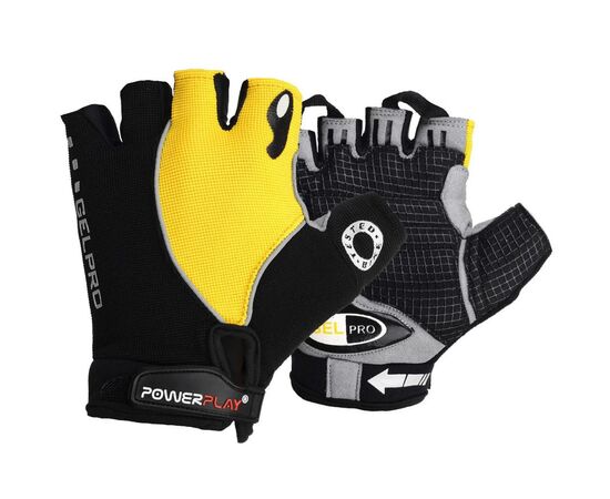 Велорукавиці PowerPlay 5019 Black/Yellow M (5019B_M_Yellow)