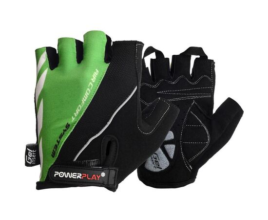 Велорукавиці PowerPlay 5024 Black/Green M (5024B_M_Green)