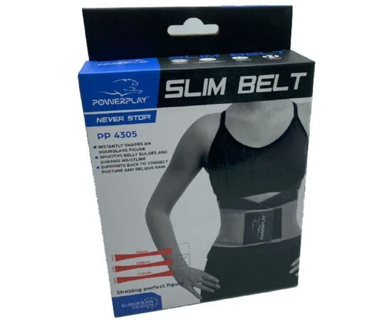 Бандаж поясничный PowerPlay 4305 Black/Grey 100х24 cm (PP_4305_BK/GR_100*24cm), изображение 4