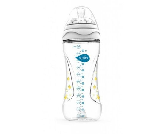 Пляшечка для годування Nuvita Mimic 330 мл 4м+ антиколиковая, белая (NV6050White)