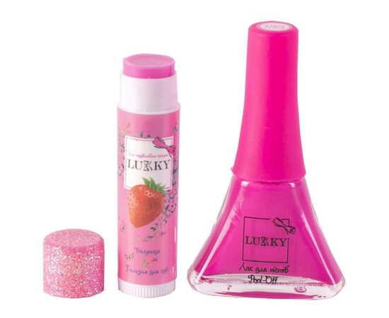 Детская косметика Lukky Клубничный бальзам для губ + лак Фуксия (T11188), изображение 2 Детская косметика Lukky Клубничный бальзам для губ + лак Фуксия (T11188), изображение 2