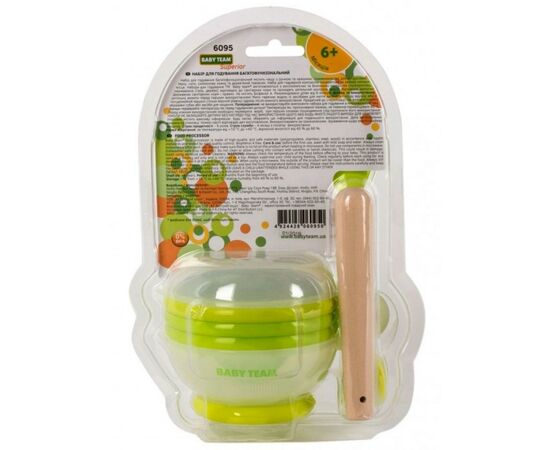Набор детской посуды Baby Team терка, сито, соковыжималка, чаша, ложка (6095), изображение 3 Набор детской посуды Baby Team терка, сито, соковыжималка, чаша, ложка (6095), изображение 3