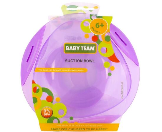 Набор детской посуды Baby Team Тарелка на присоске, 280 мл (6004_фиолетовый), изображение 2 Набор детской посуды Baby Team Тарелка на присоске, 280 мл (6004_фиолетовый), изображение 2