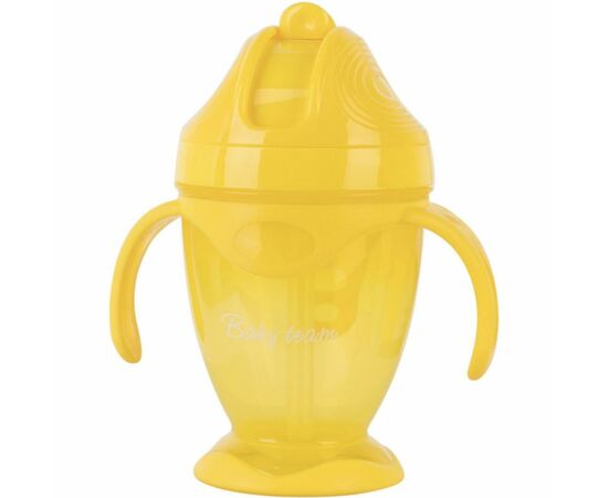 Поильник-непроливайка Baby Team с силиконовой трубочкой и ручками, 220 мл 9+ (5011_желтый)