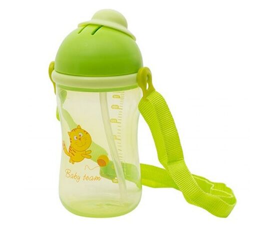 Поильник-непроливайка Baby Team с силиконовой трубочкой, 380 мл 9+ (5010_зеленый), изображение 2 Поильник-непроливайка Baby Team с силиконовой трубочкой, 380 мл 9+ (5010_зеленый), изображение 2
