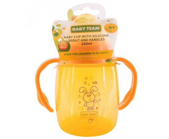 Поильник-непроливайка Baby Team с силиконовым спаутом и ручками, 250 мл (5004), изображение 2 Поильник-непроливайка Baby Team с силиконовым спаутом и ручками, 250 мл (5004), изображение 2