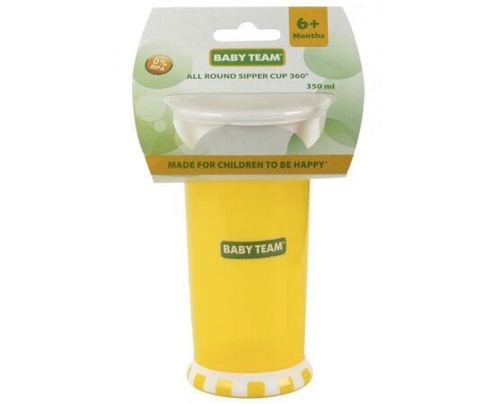 Поильник-непроливайка Baby Team 360° 350 мл (5030_желтый), изображение 2 Поильник-непроливайка Baby Team 360° 350 мл (5030_желтый), изображение 2