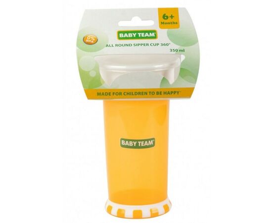 Поильник-непроливайка Baby Team 360° 350 мл (5030_оранжевый), изображение 2 Поильник-непроливайка Baby Team 360° 350 мл (5030_оранжевый), изображение 2