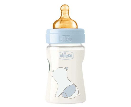 Пляшечка для годування Chicco Original Touch з латексною соскою 0+ міс. 150 мл Блакитна (27610.20)