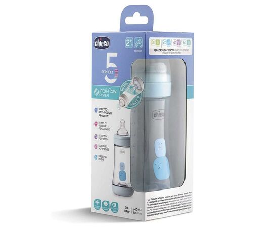 Бутылочка для кормления Chicco пластиковая Perfect 5 с силиконовой соской 2м+ 240 мл Голуба (20223.20.40), изображение 4 Бутылочка для кормления Chicco пластиковая Perfect 5 с силиконовой соской 2м+ 240 мл Голуба (20223.20.40), изображение 4