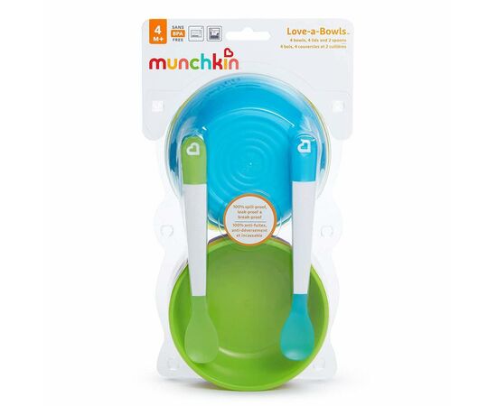 Набор детской посуды Munchkin Миска с крышкой 4 шт + Ложка 2 шт (43867), изображение 3 Набор детской посуды Munchkin Миска с крышкой 4 шт + Ложка 2 шт (43867), изображение 3