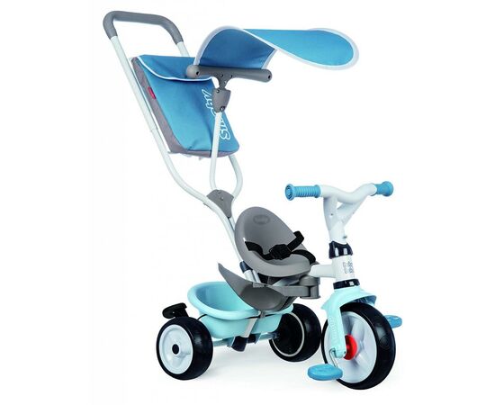 Детский велосипед Smoby с козырьком, багажником и сумкой Голубой (741400)