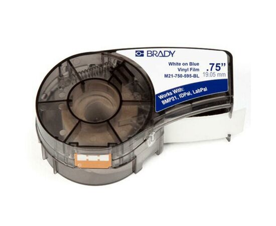 Стрічка для принтера етикеток Brady M21-750-595-BL, vinyl, 19.05mm/6.4m. White on Blue (M21-750-595-BL)