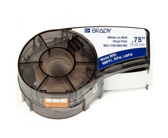 Лента для принтера этикеток Brady M21-750-595-RD vinyl, 19.05mm/6.4m. White on Red (M21-750-595-RD)