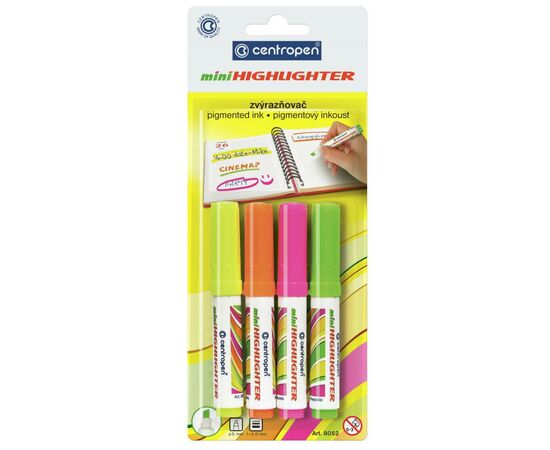 Маркер Centropen Fax 8052 1-4,6 мм, chisel tip, SET 4colors (BLister) (8052/4/BL)