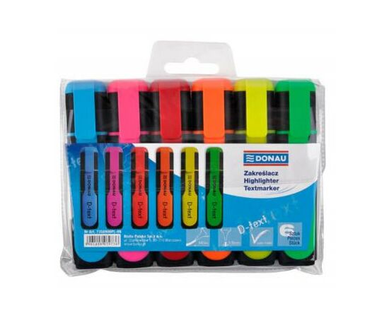 Маркер Donau highlighter pen "D-Text", chisel tip, SET 6 colors (7358906PL-99), изображение 2 Маркер Donau highlighter pen "D-Text", chisel tip, SET 6 colors (7358906PL-99), изображение 2