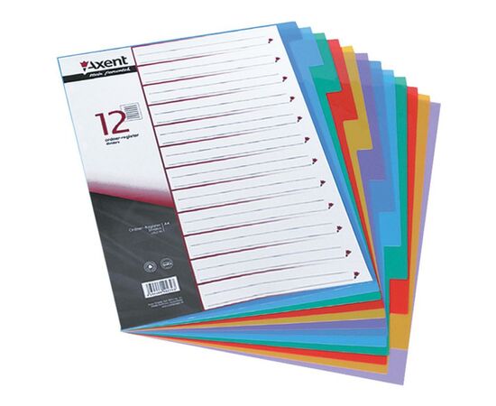 Роздільник сторінок Axent colored, 12 dividers, plastic (1912-01-А)