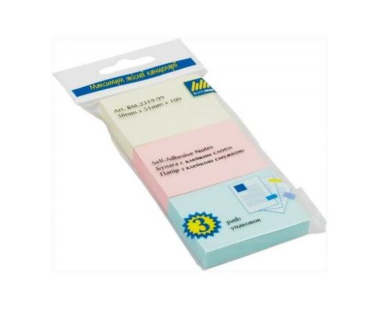 Бумага для заметок Buromax with adhesive layer 38х51мм, 3*100sheets, colors mix,blister (BM.2319-99), изображение 2 Бумага для заметок Buromax with adhesive layer 38х51мм, 3*100sheets, colors mix,blister (BM.2319-99), изображение 2