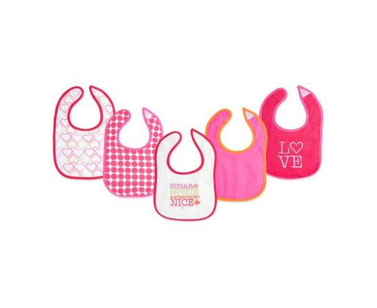 Слинявчик Luvable Friends 5 шт для девочек с надписями, розовый (2189-pink)