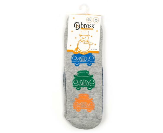 Шкарпетки Bross махрові з машинками (21348-1B-gray)