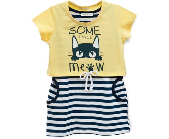 Платье Breeze с котиком (14582-128G-yellow)