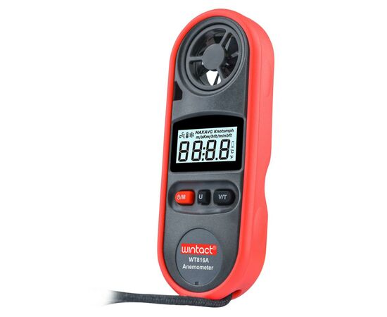 Анемометр Wintact цифровой 0,7-30м/с, -10-45°C (WT816A), изображение 3 Анемометр Wintact цифровой 0,7-30м/с, -10-45°C (WT816A), изображение 3