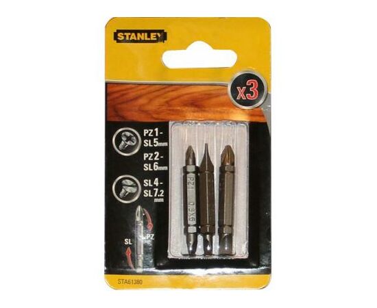 Набор бит Stanley двустор. Pz1-SL5,Pz2-SL6,SL4-SL7.2, 48мм, 3шт (STA61380), изображение 2 Набор бит Stanley двустор. Pz1-SL5,Pz2-SL6,SL4-SL7.2, 48мм, 3шт (STA61380), изображение 2