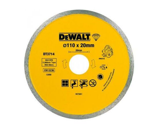 Круг відрізний DeWALT алмазный по керамике 110х1.6х20.0мм. (DT3714)