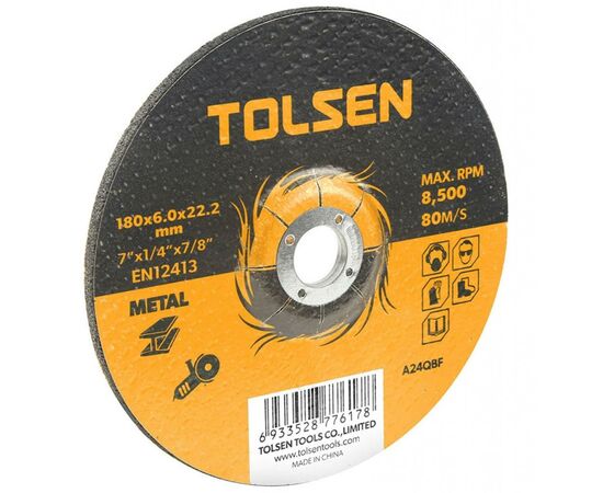 Круг зачистной Tolsen шлифовальный по металлу 115х6.0*22.2мм (76302)