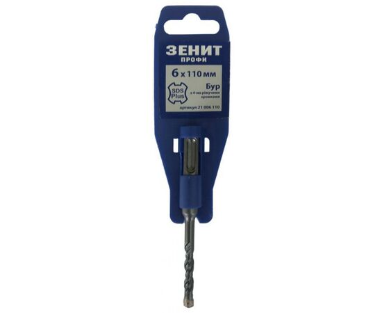 Бур Зеніт SDS-Plus 6х110мм с 4-мя режущими кромками (21006110)