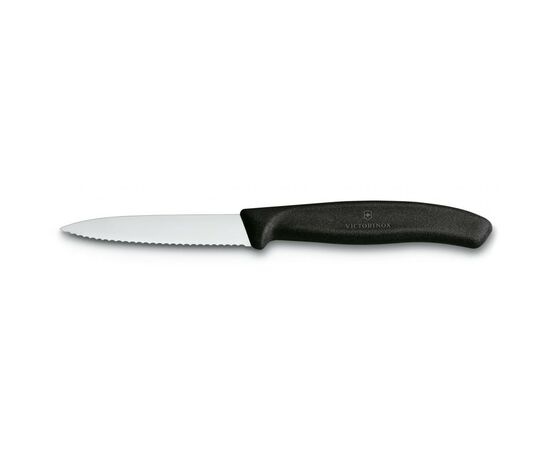 Кухонный нож Victorinox SwissClassic для нарезки 8 см, волнистое лезвие, черный (6.7633)