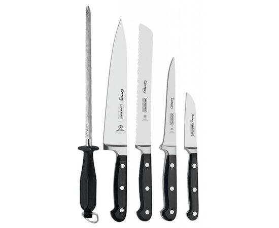 Набор ножей Tramontina Century shefs 6шт Black (24099/025), изображение 2 Набор ножей Tramontina Century shefs 6шт Black (24099/025), изображение 2