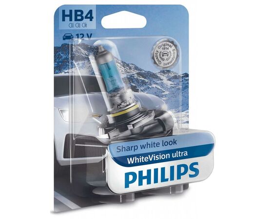 Автолампа Philips HB4 WhiteVision Ultra +60%, 4200K, 1шт/блістер (9006WVUB1)
