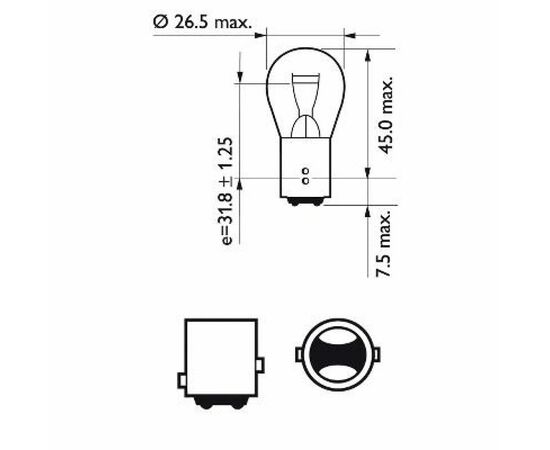 Автолампа Philips 21/5W (12499 B2), изображение 3 Автолампа Philips 21/5W (12499 B2), изображение 3