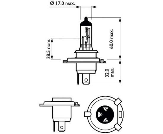 Автолампа Philips галогенова 60/55W (12342 PR C2), изображение 3 Автолампа Philips галогенова 60/55W (12342 PR C2), изображение 3