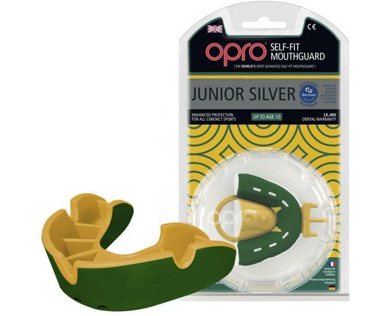 Капа Opro Junior Silver - Green/Gold (art_002190003)