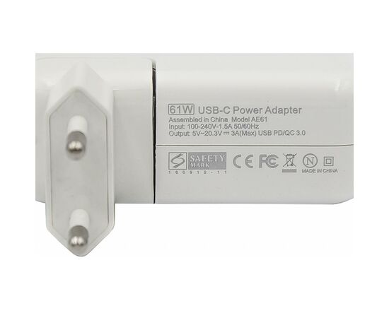 Блок питания к ноутбуку PowerPlant APPLE 220V, 20V 61W (USB Type-C) (AP61HCUSB), изображение 3 Блок питания к ноутбуку PowerPlant APPLE 220V, 20V 61W (USB Type-C) (AP61HCUSB), изображение 3