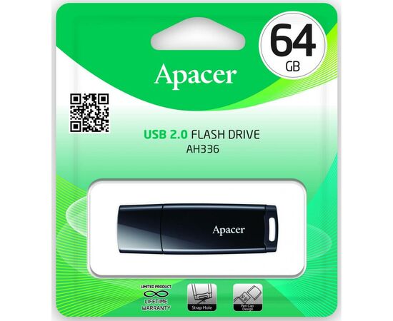 USB флеш накопитель Apacer 64GB AH336 Black USB 2.0 (AP64GAH336B-1), изображение 5 USB флеш накопитель Apacer 64GB AH336 Black USB 2.0 (AP64GAH336B-1), изображение 5